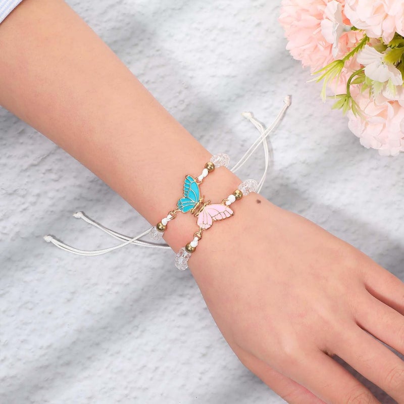 simarro 2pcs Matching Bracelets, Butterfly Friendship Bracelets Adjustable Strand Best Friends Bracelet, Handmade Charm Couples Jewelry Gifts for Women Couples Friend - Image 4